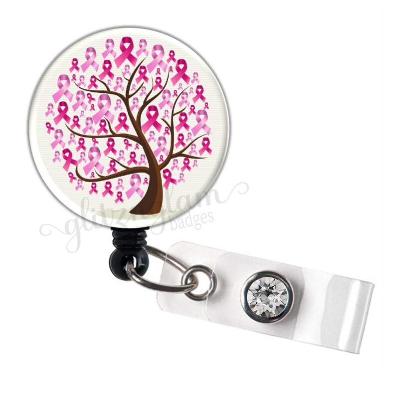 Breast Cancer Retractable ID Badge Holder Reel, Nurse Retractable Badge Reel, Nurse Badge Holder, Medical Retractable Badge Holder - GG2410